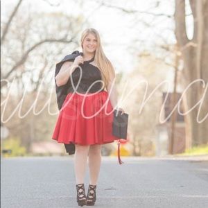 Beaded halter neck. Black lace w/ Red satin skirt
